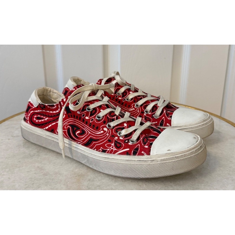 Saint Laurent Red Bandana Paisley Low Top Sneakers